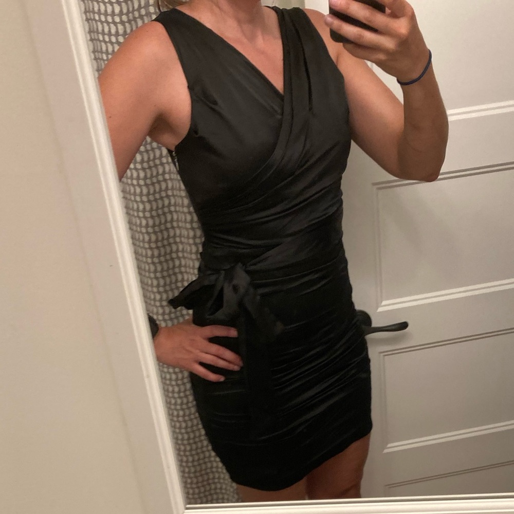 Express dress black satin material size small NWT